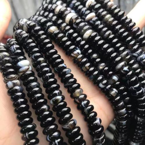 Natuurlijke Lace Agaat kralen, gepolijst, DIY & glad, zwart, beads size 3x8mm, Per verkocht Ca 38-40 cm Strand
