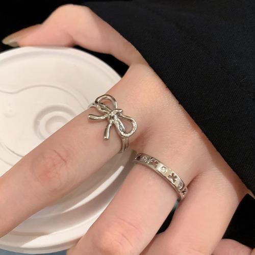 Zinc Alloy Cuff Finger Ring platinum color plated & for woman & hollow US Ring Sold By PC