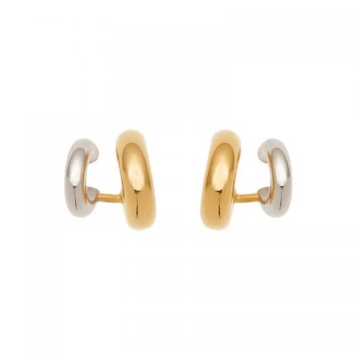Brass Stud Earring 18K gold plated fashion jewelry & for woman & two tone nickel lead & cadmium free Sold By Pair