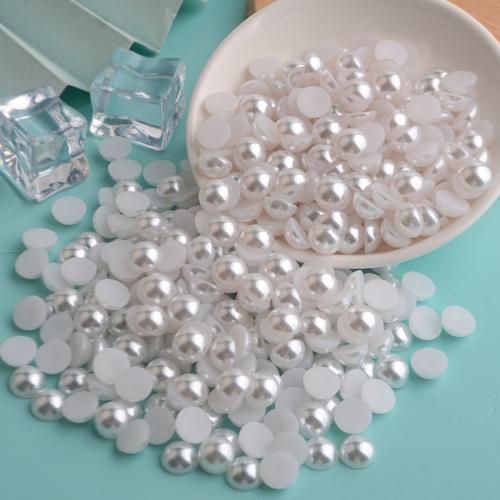 3D Nail Art Decoration ABS Plastic Pearl Flat Round DIY Sold By Bag