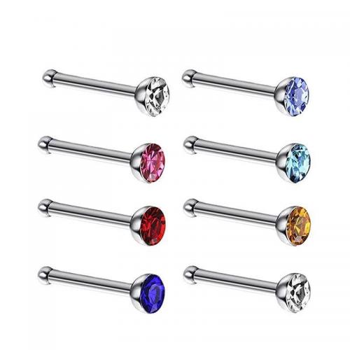Stainless Steel Nose Piercing Jewelry 304 Stainless Steel Unisex & with rhinestone Sold By PC