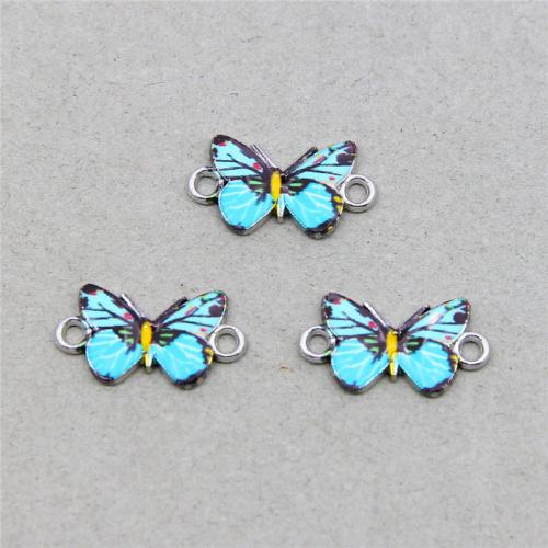 Animal Zinc Alloy Connector Butterfly platinum color plated fashion jewelry & DIY & enamel & 1/1 loop nickel lead & cadmium free Approx Sold By Bag
