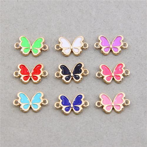 Animal Zinc Alloy Connector Butterfly KC gold color plated fashion jewelry & DIY & enamel & 1/1 loop nickel lead & cadmium free Approx Sold By Bag