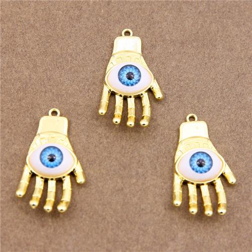 Evil Eye Pendants Zinc Alloy with Resin Hand KC gold color plated fashion jewelry & DIY & enamel mixed colors nickel lead & cadmium free Approx Sold By Bag