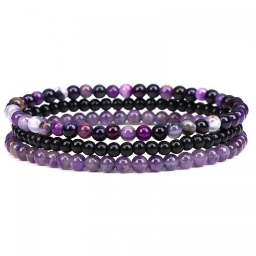 Gemstone Bracelets Natural Stone handmade three pieces & fashion jewelry & Unisex Length Approx 19 cm Sold By Set