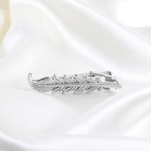 Tie Clip Iron Feather silver color plated for man nickel lead & cadmium free Sold By PC