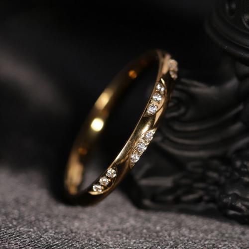 Rhinestone Stainless Steel Finger Ring 304 Stainless Steel Vacuum Ion Plating fashion jewelry & for woman & with rhinestone golden Sold By PC