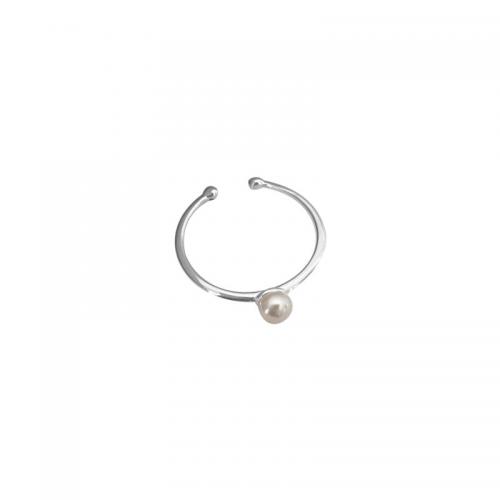 925 Sterling Silver Finger Rings with Freshwater Pearl polished & for woman silver color Sold By PC