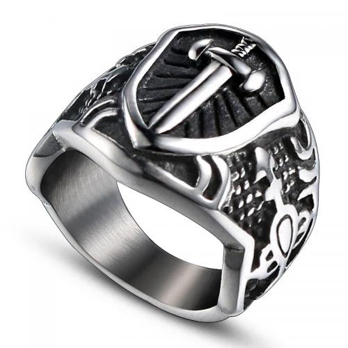 Titanium Steel Finger Ring Cross hand polished vintage & for man & blacken original color US Ring Sold By PC