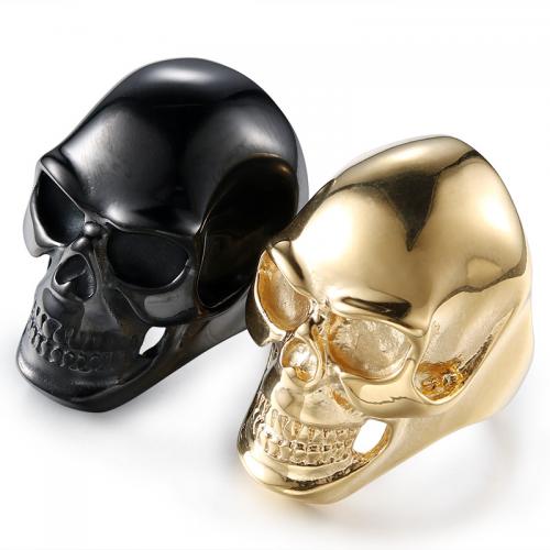 316 Stainless Steel Finger Ring Skull Vacuum Ion Plating vintage & for man US Ring Sold By PC
