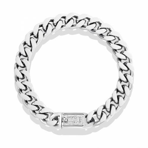 Titanium Steel Bracelet & Bangle Vacuum Ion Plating fashion jewelry & for man & with rhinestone nickel lead & cadmium free 12mm Sold By PC