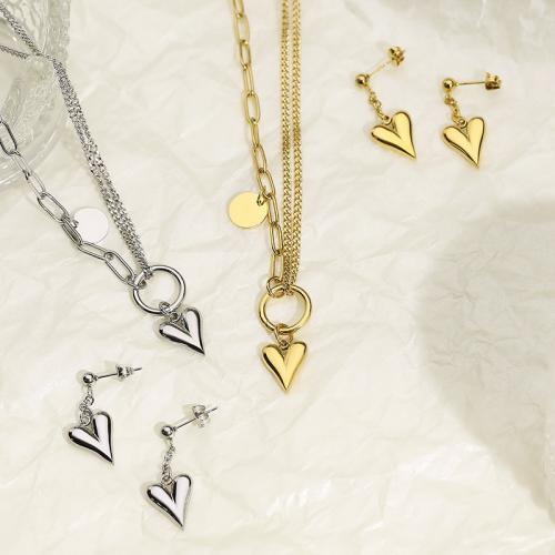 Fashion Stainless Steel Jewelry Sets 304 Stainless Steel Heart fashion jewelry & for woman Sold By PC