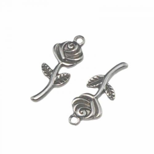 Stainless Steel Flower Pendant 304 Stainless Steel Rose polished DIY original color Sold By PC