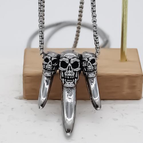 Zink Alloy Skull hängen, plated, DIY, silver, nickel, bly och kadmium gratis, 30x46mm, Säljs av PC
