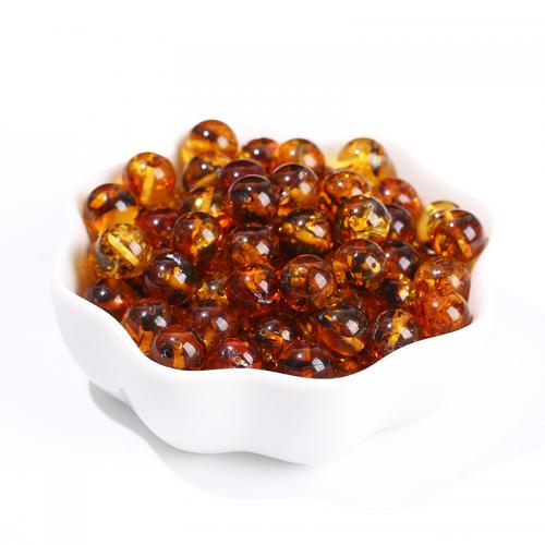 Gemstone Jewelry Beads Amber Round natural & DIY Sold By PC