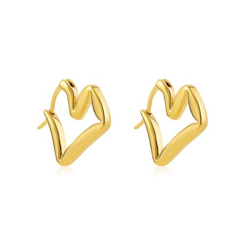 Stainless Steel Lever Back Earring 304 Stainless Steel Heart 18K gold plated fashion jewelry & for woman golden Sold By Pair
