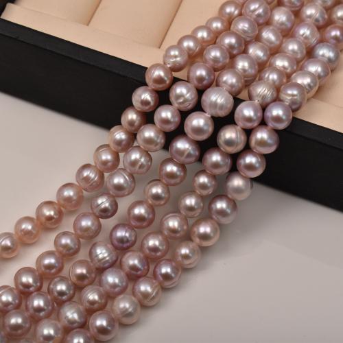Naturalne perły słodkowodne perełki luźne, Perła naturalna słodkowodna, Lekko okrągły, biżuteria moda & DIY, fioletowy, 8mm, sprzedawane na około 35 cm Strand