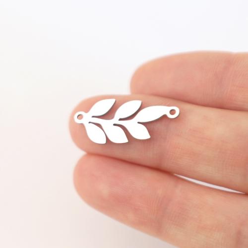 Stainless Steel Connector 304 Stainless Steel Leaf polished fashion jewelry & DIY & 1/1 loop original color Sold By PC