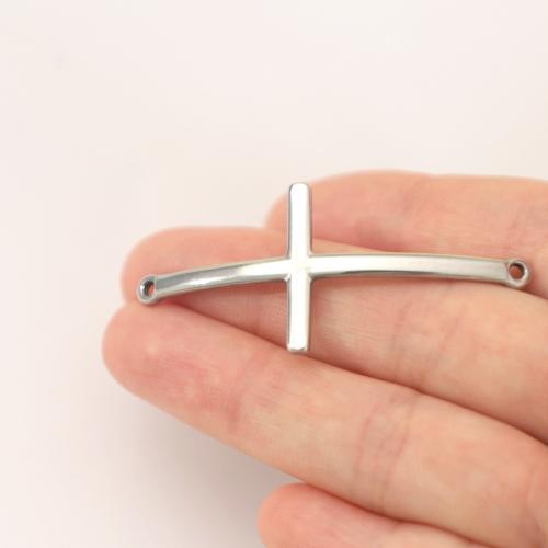 Stainless Steel Connector 304 Stainless Steel Cross polished fashion jewelry & DIY & 1/1 loop original color Sold By PC