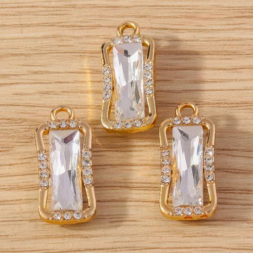 Zinc Alloy Rhinestone Pendants with Cats Eye Rectangle DIY & with rhinestone nickel lead & cadmium free Approx Sold By Bag