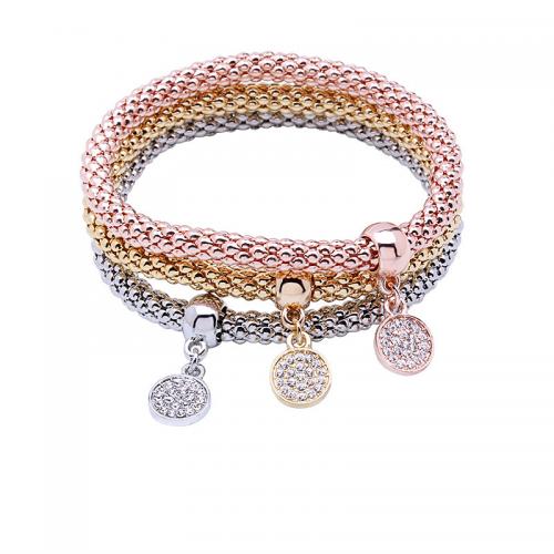 Zinc Alloy Bracelet three pieces & fashion jewelry & for woman mixed colors nickel lead & cadmium free Length Approx 25.5 cm Sold By Set
