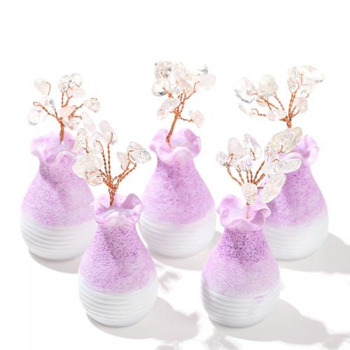 Clear Quartz Rich Tree Decoration with Resin Vase natural Sold By PC