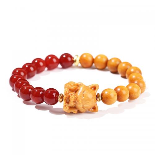 Yunnan Red Agate Bracelet with Sandalwood Fox handmade natural & for woman Length Approx 7 Inch Sold By PC