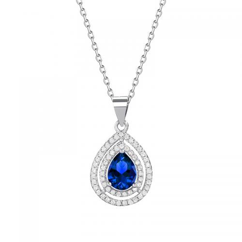 925 Sterling Silver Jewelry Sets Teardrop platinum plated & micro pave cubic zirconia & for woman Sold By PC
