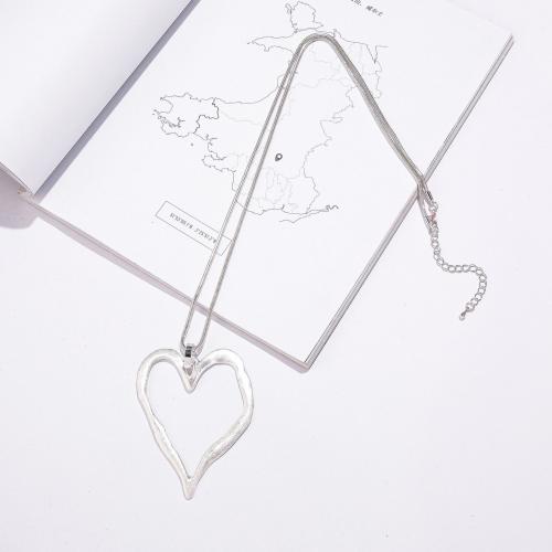 Zinc Alloy Sweater Chain Necklace Heart fashion jewelry & for woman nickel lead & cadmium free Length Approx 80 cm Sold By PC
