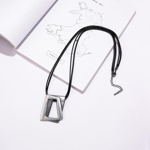 Zinc Alloy Sweater Chain Necklace with leather cord plated fashion jewelry & for woman nickel lead & cadmium free Length Approx 80 cm Sold By PC