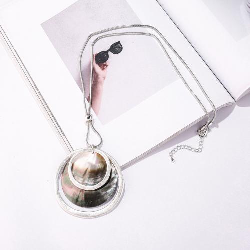 Zinc Alloy Sweater Chain Necklace with Shell plated fashion jewelry & for woman nickel lead & cadmium free Length Approx 80 cm Sold By PC