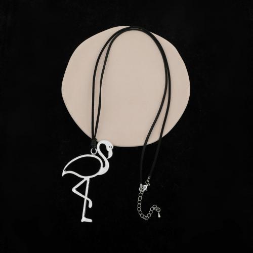 Zink Alloy tröja kedja halsband, med läder sladd, Fågel, silver pläterad, mode smycken & för kvinna, nickel, bly och kadmium gratis, Längd Ca 80 cm, Säljs av PC
