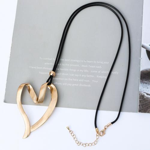 Zinc Alloy Sweater Chain Necklace with Wax Cord & Copper Coated Plastic Heart plated fashion jewelry & for woman nickel lead & cadmium free Length Approx 80 cm Sold By PC
