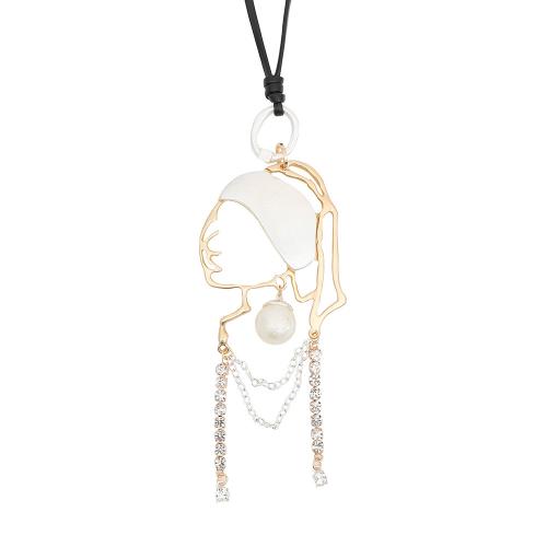 Zinek svetr řetěz náhrdelník, s kožená šňůra, módní šperky & pro ženy, nikl, olovo a kadmium zdarma, Délka Cca 80 cm, Prodáno By PC