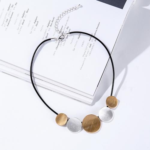 Zinklegierung Schmuck Halskette, mit Lederband, Modeschmuck & für Frau, frei von Nickel, Blei & Kadmium, Länge ca. 45 cm, verkauft von PC
