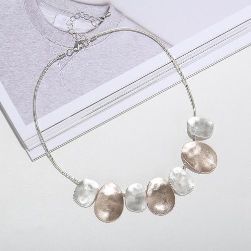 Zinc Alloy Jewelry Necklace Geometrical Pattern plated fashion jewelry & brushed & for woman nickel lead & cadmium free Length Approx 45 cm Sold By PC