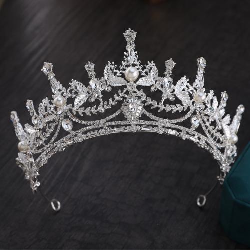 Bridal Tiaras Zinc Alloy with Crystal & Plastic Pearl fashion jewelry & for woman & with rhinestone nickel lead & cadmium free diameter 140mm height 75mm arc length 300mm Sold By PC