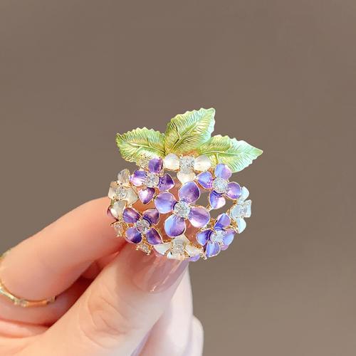 Zinc Alloy Brooches Flower plated fashion jewelry & with rhinestone purple nickel lead & cadmium free 30mm Sold By PC