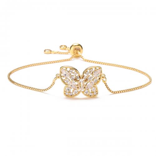 Cubic Zirconia Micro Pave Brass Bracelet plated & micro pave cubic zirconia & for woman golden Length Approx 17-22 cm Sold By PC