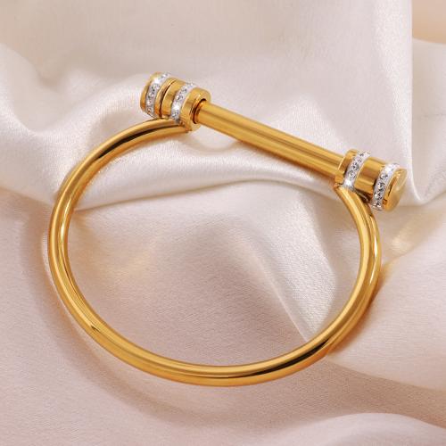 Stainless Steel Bangle 304 Stainless Steel plated for woman & with rhinestone Sold By PC