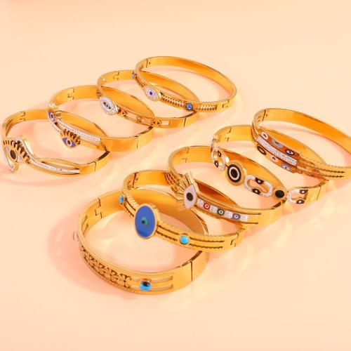 Evil Eye sieraden Armband, 304 roestvrij staal, met turkoois, plated, verschillende stijlen voor de keuze & voor vrouw & glazuur & met strass, meer kleuren voor de keuze, Verkocht door PC