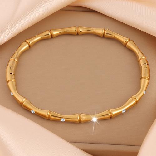 Stainless Steel Bangle 304 Stainless Steel plated for woman & with rhinestone Sold By PC