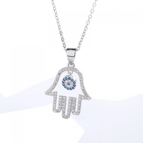 925 Sterling Silver Jewelry Sets Hamsa platinum plated & micro pave cubic zirconia & for woman & hollow Sold By PC
