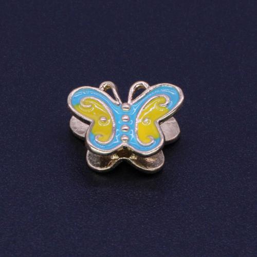 Messing Smykker Vedhæng, Butterfly, guldfarve belagt, du kan DIY & emalje, flere farver til valg, nikkel, bly & cadmium fri, 13.98x10.57mm, Solgt af PC