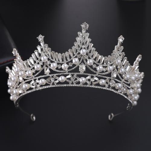 Bridal Tiaras Zinc Alloy with Crystal & Plastic Pearl fashion jewelry & for woman & with rhinestone nickel lead & cadmium free diameter 140mm height 75mm Sold By PC