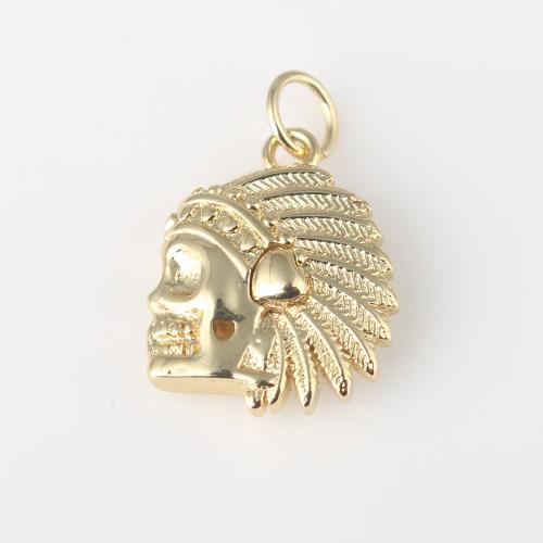 Brass Jewelry Pendants Skull gold color plated DIY nickel lead & cadmium free Sold By PC