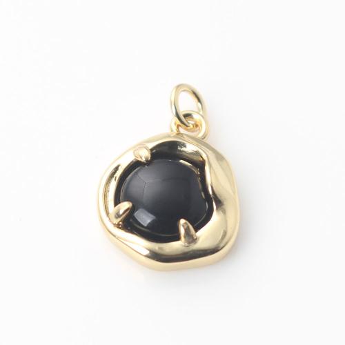 Brass Jewelry Pendants with Glass gold color plated DIY black nickel lead & cadmium free Sold By PC