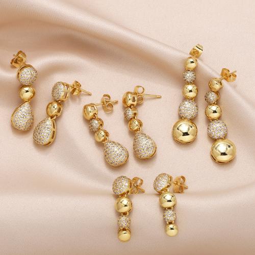 Cubic Zirconia Micro Pave Brass Earring Alphabet Letter plated fashion jewelry & micro pave cubic zirconia golden nickel lead & cadmium free Sold By Pair