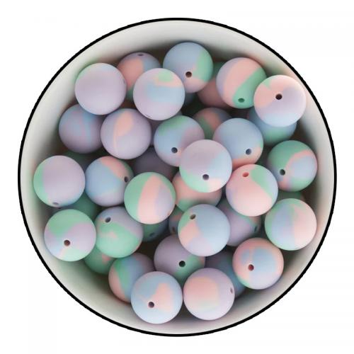 silikone Beads, Silicone, Runde, ovntørrende lak, du kan DIY, flere farver til valg, 15mm, Ca. 100pc'er/Bag, Solgt af Bag
