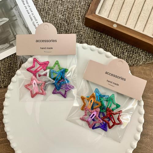 Hair Snap Clips Zinc Alloy Star handmade Girl & hollow mixed colors nickel lead & cadmium free Approx Sold By Bag